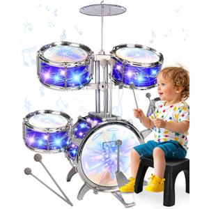 Kids Drum Sets for 2-5, Drum Set for Toddlers 1-3, Mini Baby Junior Youth Percussion Beginner Small Jazz Band Rock Drum kit Musical Instrument Toys Boys Girls Ages 3-5 5-7 6-10