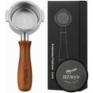 Premium 54mm Bottomless Portafilter Compatible with Breville Barista Series Triple Filter Basket Natural Wooden Handle Espresso Extraction Enhancer for Professional Crema & Flow