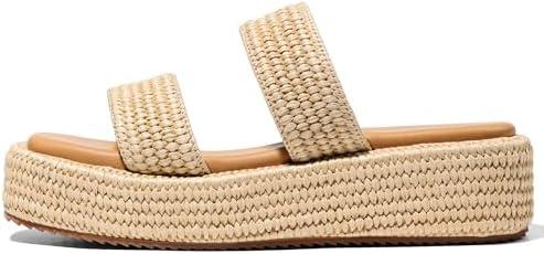 Erocalli Platform Sandals Women Cute Wedge Espadrilles Slip on Summer Beach Raffia Vacation Sandal Comfortable Open Toe Dressy Shoes 7