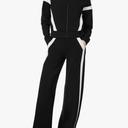 XIEERDUO Lounge Sets for Women 2025 Sweatsuit 2 Piece Outfits Sweatshirt Wide Leg Sweatpant Tracksuit Matching Set M