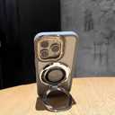 for iPhone 16 Pro Max Colorful Glass Beads,Bling Magnetic Holder Transparent Phone Case,Suitable for Magsafe,Light Luxury and Simplicity,Green