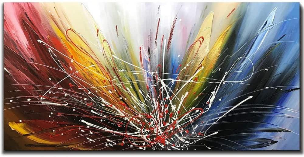Tiancheng Art 24x48 inch Abstract Art Canvas Art Paintings Contemporary Artwork 100% Hand-Painted Oil Painting Wall Art for Living Room Ready to Hang for Home Decoration