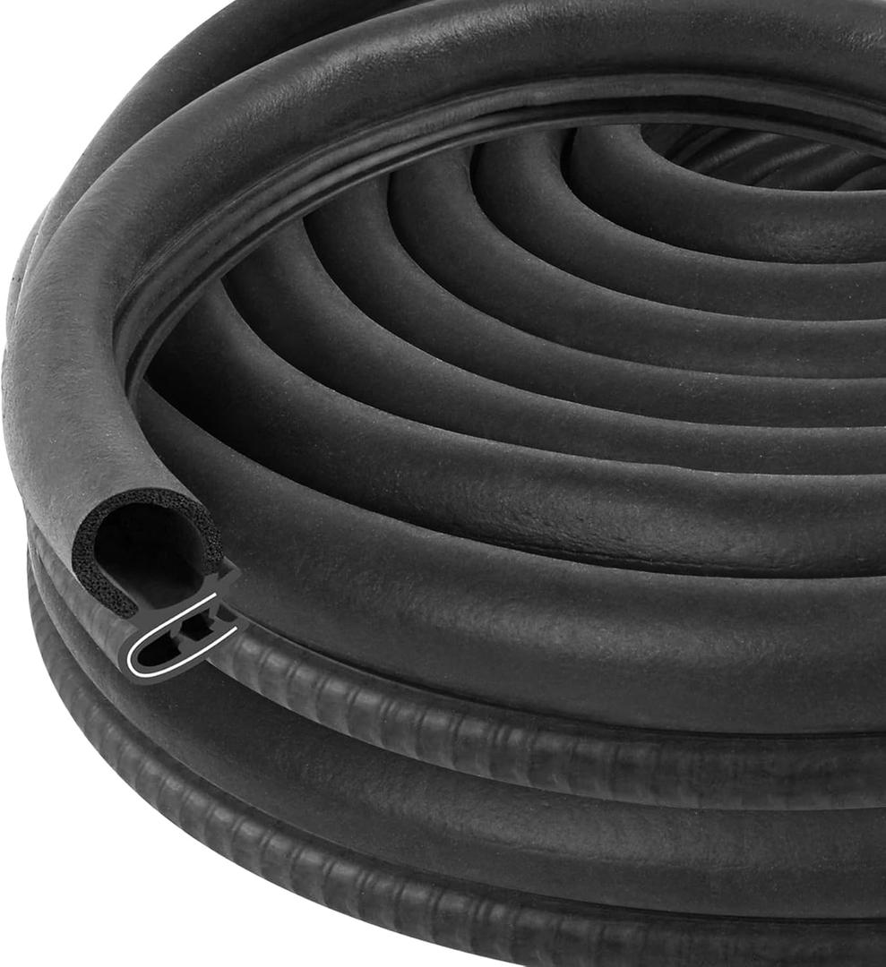 Automotive Door Weather Stripping 40Ft Car Door Rubber Edge Trim Seal Strip Gasket with Side Bulb for Car Bus Camper Boat RV Truck Doors