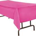 JAM Paper Rectangular Plastic Table Cover - 54 x 108 Inches - Fuchsia Pink - 1 Tablecloth/Pack