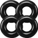 4 Pcs 28" Black Inflatable Pool Float, Summer Beach Party for Adult | Swim Tube Bulk Swimming Ring Pool Floaties, Summer Vacation Beach Themed Party Bachelorette Party Decor