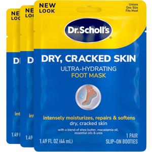 Dr. Scholl's Dry, Cracked Skin, Ultra Hydrating Foot Mask, 3 Pairs Moisturizing Socks: Intensely Moisturizes Repairs and Softens Rough Dry Skin with Urea & Essential Oils for Dry Cracked Feet
