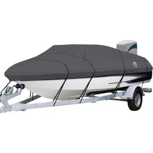 Classic Accessories StormPro Heavy-Duty Boat Cover, Fits boats 17 ft - 19 ft long x 102 in wide (Charcoal)