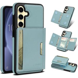 for Samsung Galaxy S24 Plus Wallet Case, 2-in-1 Detachable Magnetic Wallet Case, Card Holder RFID Blocking, Fashionable Faux Leather Card Slot & Folding Design (Blue)