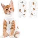 Cat Recovery Suit Female, Breathable Cat Onesie After Surgery Female for Abdominal Wounds or Skin Diseases, Surgery Recovery Suit Kitten Onesie After Spay Wear Anti Licking (Medium, Bear)
