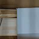 39.4'' Solid Wood Desk with 2 Drawers, Small Mid Century Modern Home Writing Office Wooden Desk , Vintage Computer Table with Storage for Living Room, Bedroom, Fluted Design (Natural, 39.4 Inch)