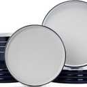 Melamine Dinnerware Sets,Plate and Bowl Set for 4,12 Pcs Dish Set with Lipped Edges,Lightweight and Reusable Dishware Sets for Camping,Dishwasher Safe,Good for Housewarming(Navy Blue,Gray)