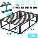 Bilily Metal Heavy Duty 18 inch Full Bed Frame with Rounded Corner and Headboard Hole Mattress Retainers 3500 LBS No Box Spring Needed Platform Noise Free Easy Assembly