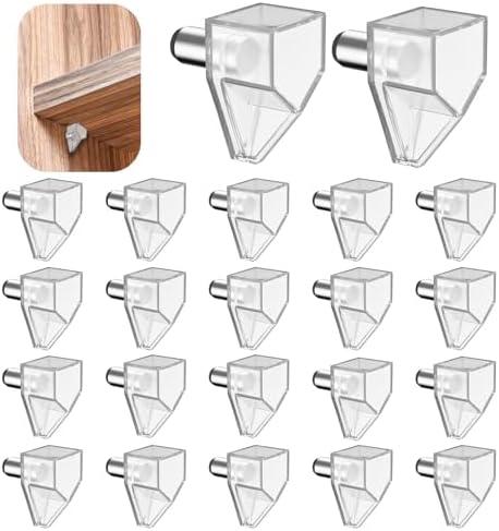 22PCS 5MM Clear Shelf Support Pegs, Clear Cabinet Clip Pegs for Shelves, Invisible Cabinet Shelf Pegs/Shelf Support Peg for Kitchen Furniture, Book Shelves Clapboard, Bedroom Wood Shelving