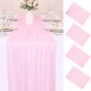4 Pcs 10FT Blushing Pink Chiffon Table Runners 30x120 Inches Spring Boho Rustic Tulle Sheer Table Runner for Wedding Bridal Baby Shower Birthday Party Decorations
