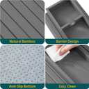 Bamboo Couch Cup Holder Arm Tray TableCouch Drink HolderSofa Cup Holder Armrest TrayAnti-Slip Foldable Arm Chair Table Tray Recliners for Drink,Cups, Snacks, Phone, Remote (Gray)