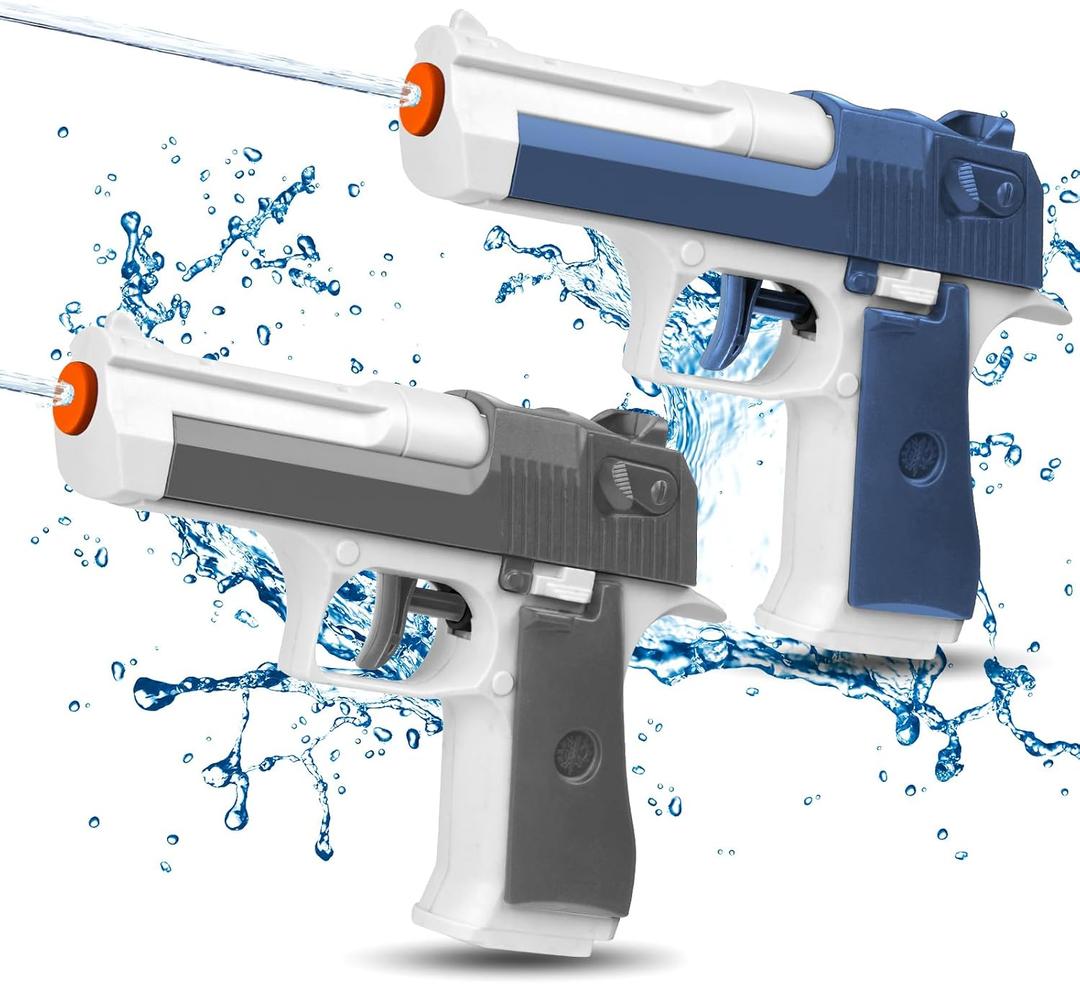 2 Pack Water Guns for Kids - Squirt Gun Water Blaster Soaker Water Pistol Toys for Toddlers Child Boys Girls, Ideal Summer Gifts for Swimming Pool Beach Party Outdoor Shooting Game Water Fighting Toy (Blue+gray)