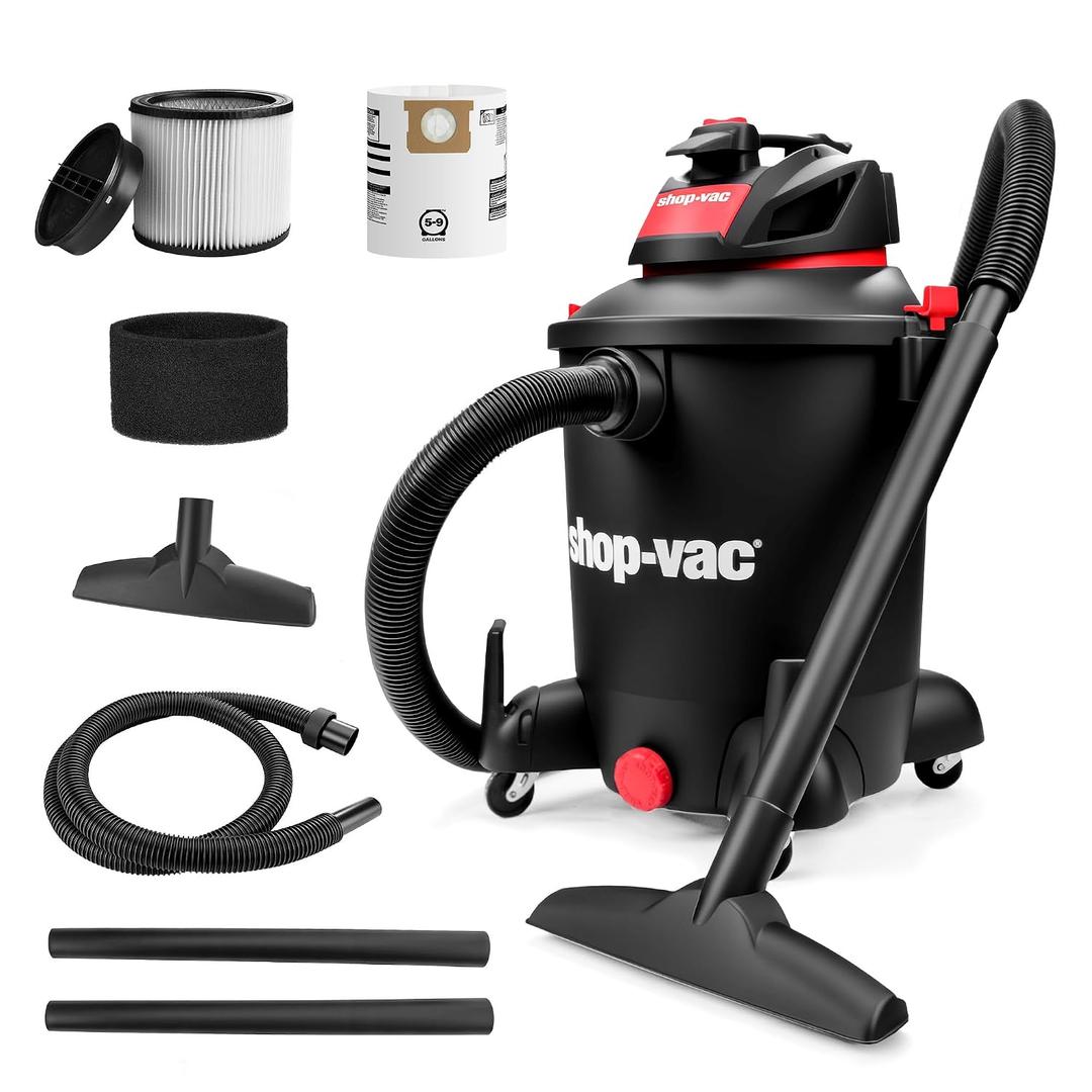 Shop-Vac 5761011 10 Gallon Wet/Dry Shop Vacuum, 4.5 Peak HP, 1.5 Inch Diameter x 7 Foot Hose, 12 Foot Cord, Ideal for Home, Garage, and Workshop Cleaning