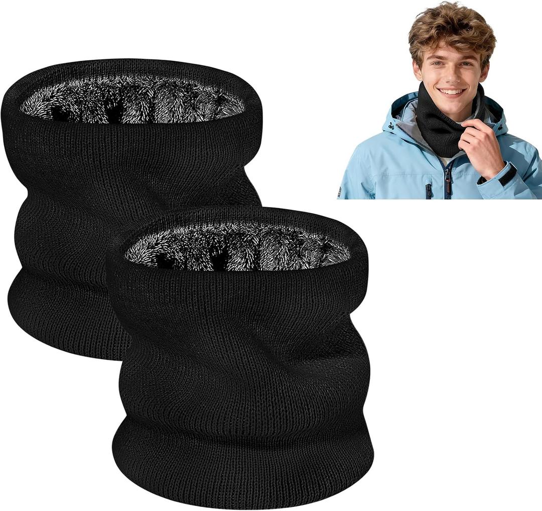 Winter Neck Warmer Gaiter: Windproof Thick Fleece Lined Warm Neck Scarf for Skiing Cycling Snowboarding for Men Women (Black)