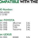 Fuel Injector 23250-62030 Fit for:-Toyota 1992-1993 Camry, 1997-1998 4Runner, 1995-1998 Tacoma, 1995-1998 T100 for:-Lexus 1992-1993 ES300 3.0L 3.4L OE# 23250-62030 842-12183 (Set of 6)