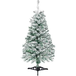 3FT Artificial Christmas Tree Green Tabletop Christmas Tree with Snow Flocked Mini Xmas Pine Tree with Plastic Stand for Indoor Outdoor Holiday Home Decoration