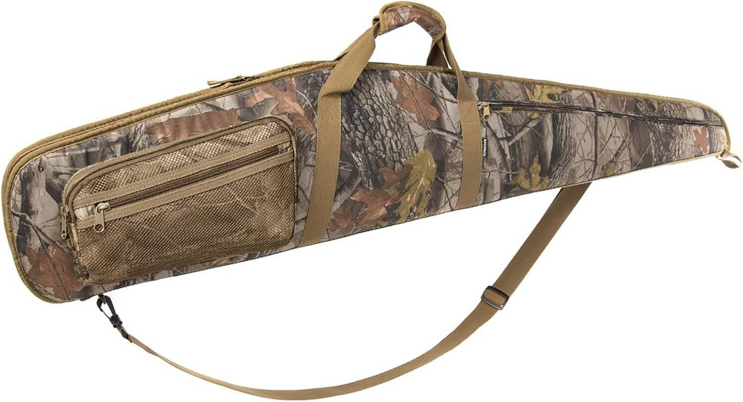 RAVOINCC Rifle Case Soft Shotgun Cases - Water Resistant Gun Carry Bag for Scoped Rifles with 3 Accessory Pockets Adjustable Shoulder Strap Length in Camouflage 52 Inch