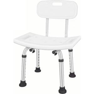 Bath Shower Safety Chair Seat with Backrest, Adjustable and Anti-Slip Bench Bathtub Stool for Elderly or Seniors (White ShowerChair with Backrest, White)
