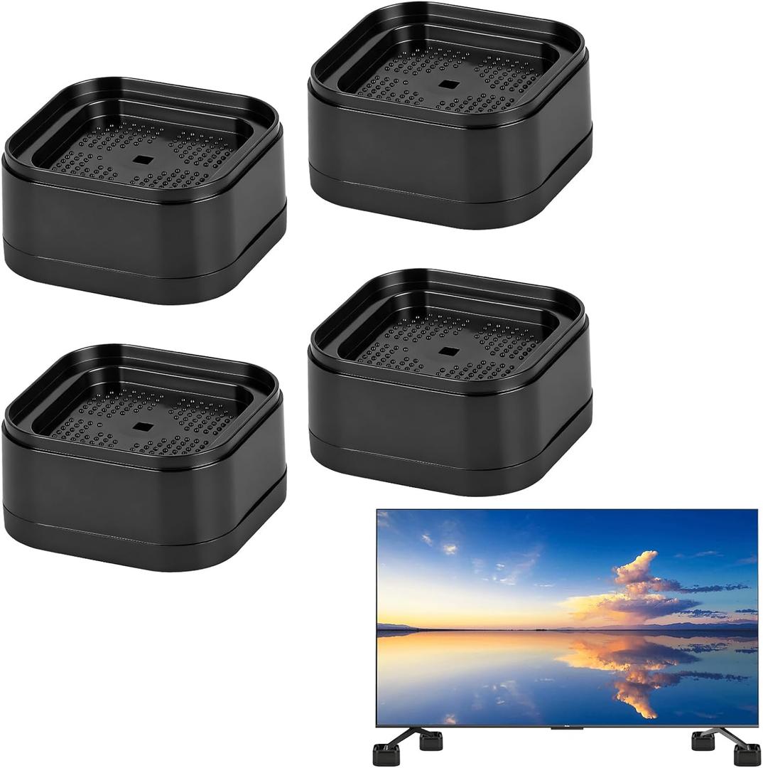 4 Pack TV Stand Riser Blocks, Heavy-Duty Adjustable Height Blocks for Raising TV Stand, Rectangular Adjustable Block Lift, Durable Non-Slip Television Elevation Pads for Home and Office