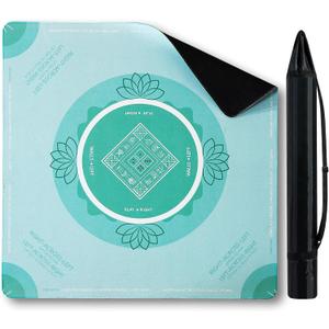 Non-Slip Mahjong Mat with Rule, Noise Cancelling American Mahjong Table Mat and Cover for Poker Cards, Board and Tile Games, 31.5 Inch X 31.5 Inch(Green)