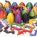 12 Pcs 3D Printed Dragon Eggs Mystery Pack with Dragons Mystery Inside,3D Printed Small Animals Fidget, Easter Gift, Desk Decor