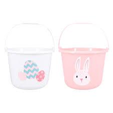 Holiday Home Pink Bunny & Eggs Easter Bucket, 2 pk 