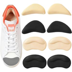 2 x 8 Pcs Shoe Fillers & Heel Pads for Loose or Too Big Shoes Toe Cushions & Heel Grips for Women and Men, Comfort Insoles for Heels, Sneakers, Boots Pain Relief & Better Fit(Black + Beige)