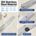 Neodrain 24" Linear Shower Drain, Polished 304 SS Bathroom Linear Drain