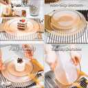 N9R 60PCS Orange Plastic Plates with Gold Rim, Elegant Disposable Plates, Circular Ribbed Design, 30 Dinner & 30 Dessert Plate for Parties, Weddings, Banquets and Events (Translucent Orange)