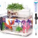 Betta Fish Tank Kit, 2.5 Gallon Aquarium Self-Cleaning with LED Light, Filter, Heater, Decorations and Accessories - Ideal for Hydroponic Growing System and Aquaponics