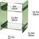 Acrylic End Table Record Player Table with Storage Shelf Clear Side Table Nightstand (Green Double), 15.7x19.7x11.8