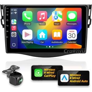 for Toyota RAV4 2006-2012 Radio Compatible with Wirelessly Carplay Android Auto Upgrade Android Car Stereo Bluetooth Navigation Touchscreen GPS FM Multimedia Player Backup Camera Head Unit