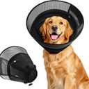 Inflatable Dog Cone for Dogs After Surgery,Soft Adjustable Elizabethan Collar for Medium Dogs,2-in-1 Dog Cone with Detachable Shield,Anti-Anxiety Comfortable Pet E-Collar Prevents Licking Wounds (Black, M)