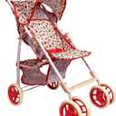 Baby Doll Stroller for Toddler Girls & Big Kids up to 8 Years Old | 28 Baby Stroller for Dolls, Toy Baby Stroller with Cute Coral Floral Print, Mesh Storage Basket, Canopy, Handle Grips, Rubber Tires