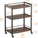 Bar Cart for the Home, Home Bar Serving Cart with Wheels and Storage Shelves, 3 Tier Rolling Liquor Beverage Cart for Kitchen Dining Living Room, Rustic Brown and Black, Large