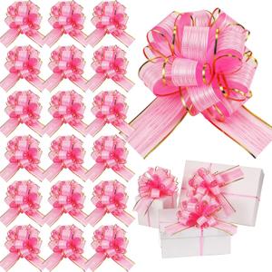 WILLBOND 20 Pieces 6 Inch Pull Bows Gift Wrapping Ribbon Pull Bows for Valentine Wedding Baskets Christmas Multicolor Wrap Accessory for Gift Present Holiday Decor(Pink)