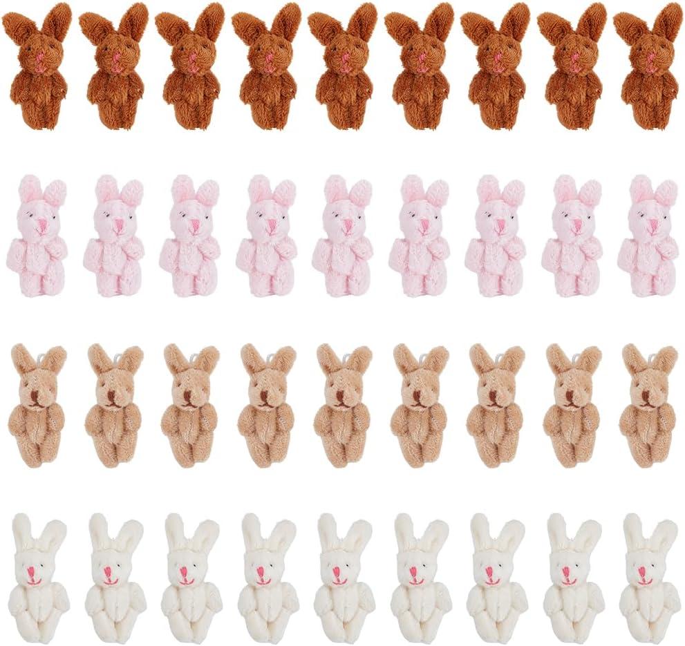 36Pcs Mini Plush Bunny, Easter Bunny Animals Doll with 4 Colors, 2.4inch High Cute Rabbit Plushies for Party Favors, Home and Car Decoration, Birthday Gifts, Keychain Decor