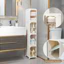 LXLXXL Narrow Storage Cabinet Slim Bathroom Storage Cabinet with Movable Wheels Tall Bathroom Organizer Skinny Cabinet for Small Spaces 2-Tier Beige