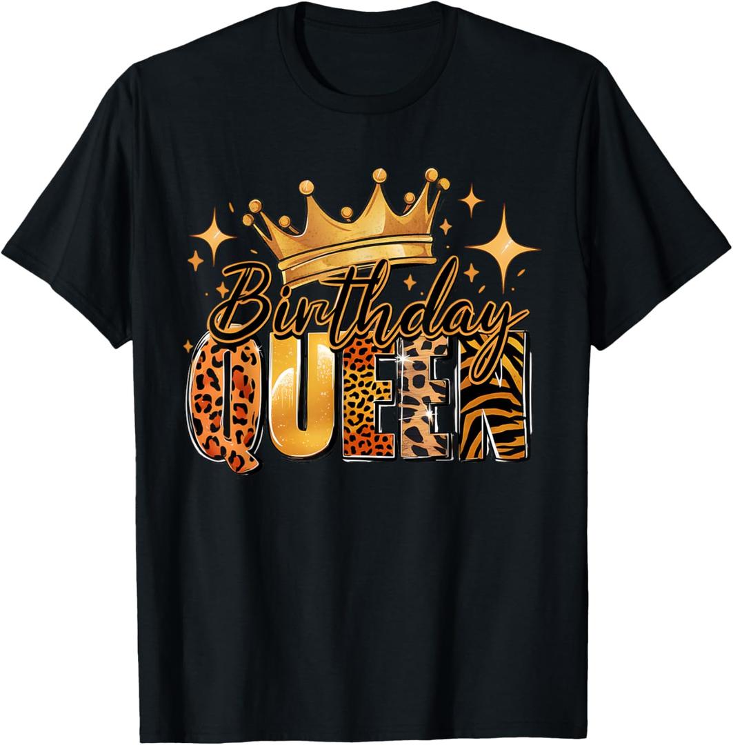 Birthday Queen Golden Crown American Afro Girls Women party T-Shirt