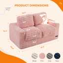 MAXYOYO Extra Wide Kids Bean Bag Chair, Comfy Faux Fur Bean Bag Sofa with Filler, Upholstered Floor Sofa with Pillows and Armrests, Lazy Floor Chair Couch for Boys and Girls, Striped Pink, 2-Seats