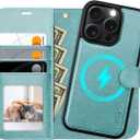 OCASE for iPhone 16 Pro Case Detachable Wallet Case with Card Holder, 2 in 1 Pu Leather Flip Folio with RFID Blocking Stand Wrist Strap Shockproof Phone Cover 6.3 Inch 2024, Ice Blue