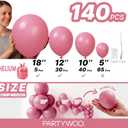 PartyWoo Mauve Balloons 140pcs Different Sizes of 18 12 10 5 Inch Dusty Pink Rose Blush Boho Netural Balloon Arch Kit Garland for Baby Shower Wedding Engagement Birthday Party Decorations Pink-F02