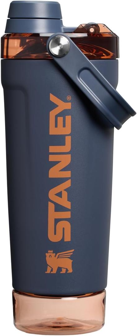 STANLEY Vitalize Shaker Bottle 20 oz | Leakproof Insulated Stainless Steel Shaker Cup | Base Storage and Twist On Fast Flow Lid | Protein Shakes and Pre Workout Powder | BPA-Free | Twilight