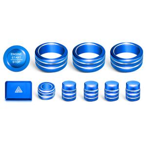 for Honda Civic Accessories 2026 2025 2022-2024 for CRV 2026 2025 2024 2023 for Acura Integra 2025 2024 2023 Hazard Light, AC Knob Cover, Air Vent, Radio, Push Start Button Cover Ring 11Pcs (Blue) (9-inch screen)