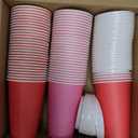 Tioncy 60 Pcs 12oz Mother's Day Coffee Paper Cups with Lids Hot Cocoa Cups Valentines Red Pink Paper Beverage Tumbler Hot Chocolate Cocoa Container for Wedding Anniversary Party Supplies