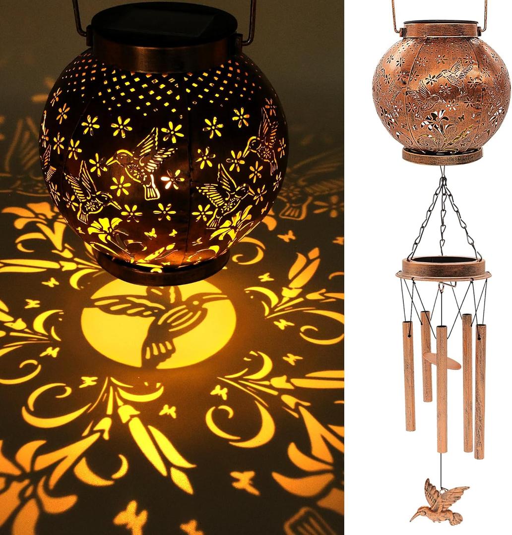 YJFWAL Hummingbird Wind Chimes for Outside, Gifts for Mothers Day Woman Mom Grandma,30" Metal Hanging Solar Lantern Wind Chimes Outdoor, Garden Decor Memorial Windchimes for Patio Porch Yard YJFWAL Hummingbird Wind Chimes for Outside, Gifts for Mothers Day Woman Mom Grandma,30" Metal Hanging Solar Lantern Wind Chimes Outdoor, Garden Decor Memorial Windchimes for Patio Porch Yard